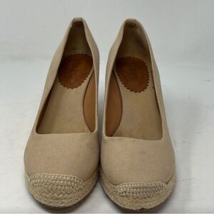 J Crew Factory Canvas espadrille wedges size US 6.5 Tan